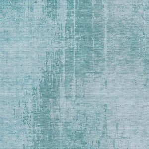 HomeRoots 5' X 8' Aqua And Teal Abstract Washable Area Rug – Stylish, Durable, UV-Protected for Everyday Living 665611