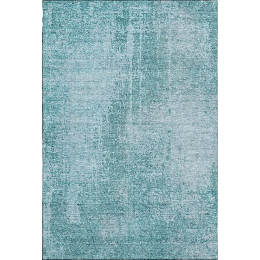 HomeRoots 5' X 8' Aqua And Teal Abstract Washable Area Rug – Stylish, Durable, UV-Protected for Everyday Living 665611