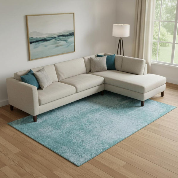 HomeRoots 8' X 10' Aqua and Teal Abstract Area Rug - Stylish, Washable, UV-Protected for High Traffic Homes! 665613