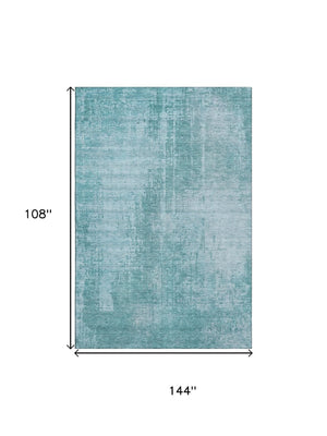 HomeRoots 9' X 12' Aqua and Teal Abstract Area Rug – UV-Protected, Stain-Resistant, Ideal for Busy Homes 665614