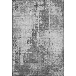 HomeRoots 8' X 10' Stylish Gray & Silver Abstract Area Rug - Washable, Durable, UV-Protected for Modern Homes 665643