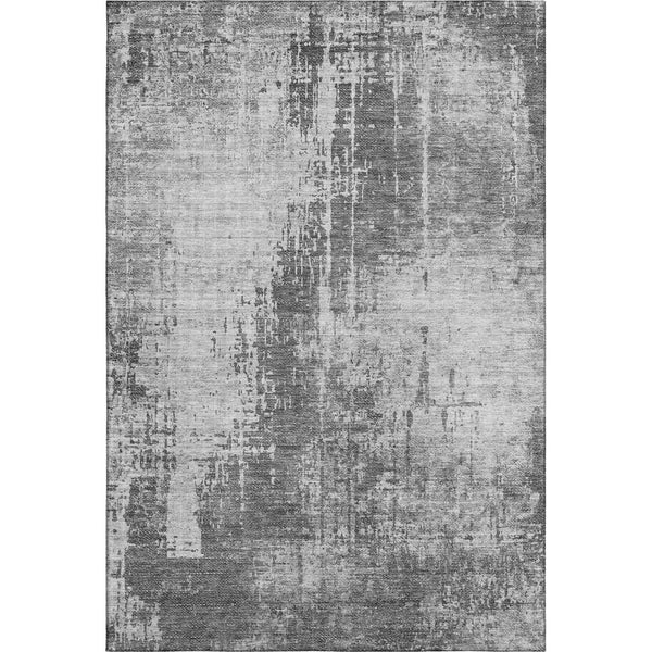 HomeRoots 9' X 12' Gray & Silver Abstract Area Rug – Washable, UV-Protected, Stain-Resistant for Modern Spaces 665644