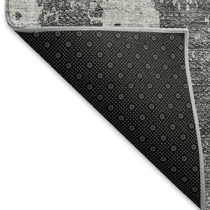 HomeRoots 9' X 12' Gray & Silver Abstract Area Rug – Washable, UV-Protected, Stain-Resistant for Modern Spaces 665644