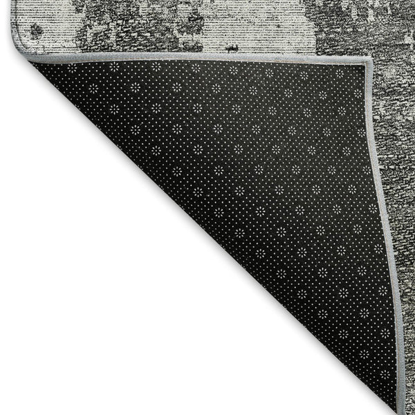 HomeRoots 9' X 12' Gray & Silver Abstract Area Rug – Washable, UV-Protected, Stain-Resistant for Modern Spaces 665644