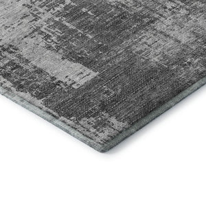 HomeRoots 9' X 12' Gray & Silver Abstract Area Rug – Washable, UV-Protected, Stain-Resistant for Modern Spaces 665644