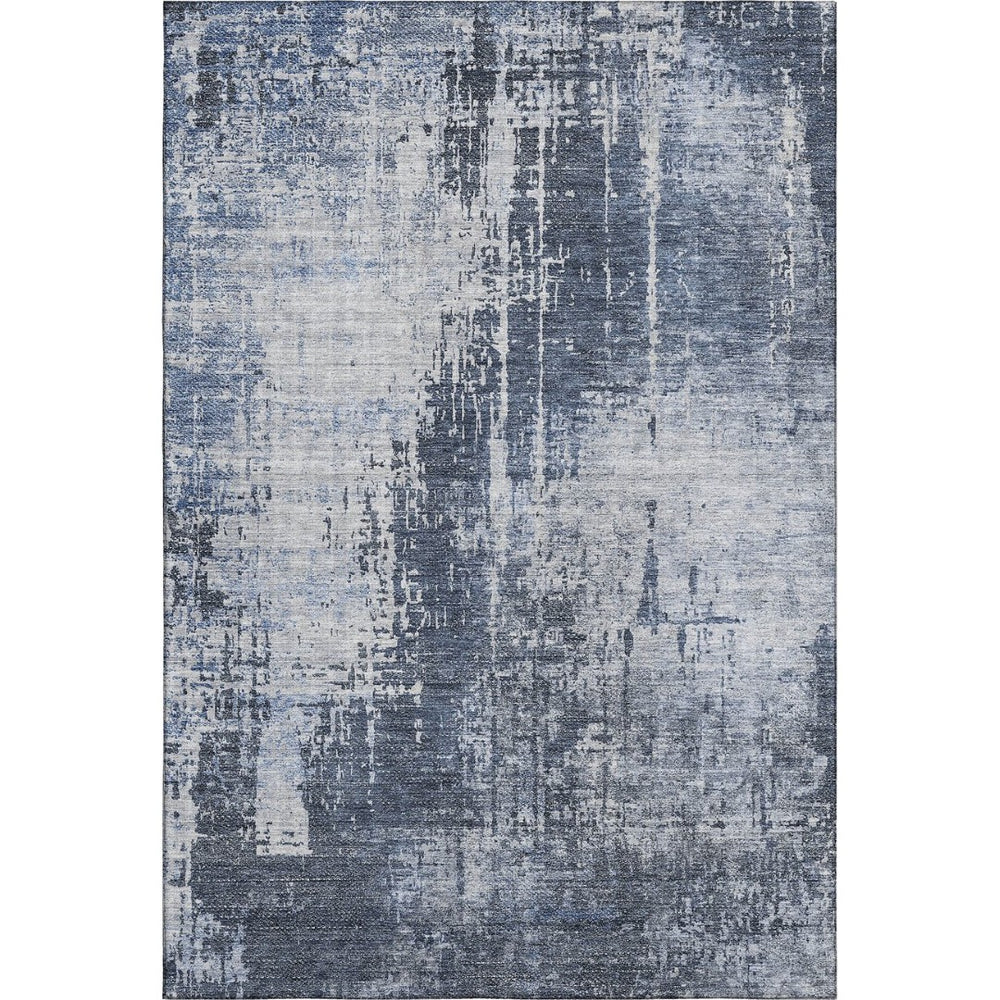 HomeRoots 5' X 8' Navy Blue And Ivory Abstract Area Rug – Stylish, Washable, UV-Protected for Any Space 665647