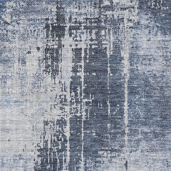 HomeRoots 8' X 10' Navy Blue & Ivory Abstract Area Rug - Washable, UV-Protected, Durable & Stylish Home Decor 665649