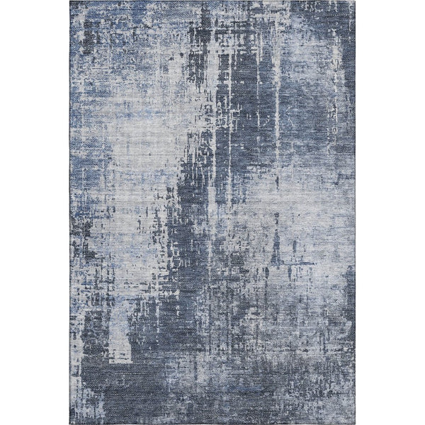 HomeRoots 9' X 12' Navy Blue Abstract Area Rug - Washable, UV-Protected, Stylish & Durable for Any Space! 665650