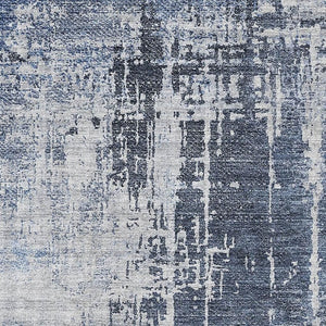 HomeRoots 9' X 12' Navy Blue Abstract Area Rug - Washable, UV-Protected, Stylish & Durable for Any Space! 665650