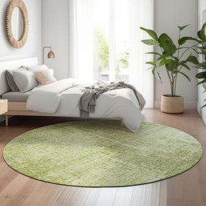 HomeRoots 8' Sage and Ivory Abstract Round Rug – Washable, UV Protected, Stylish for Living & Play Areas! 665654