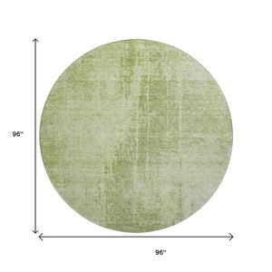 HomeRoots 8' Sage and Ivory Abstract Round Rug – Washable, UV Protected, Stylish for Living & Play Areas! 665654