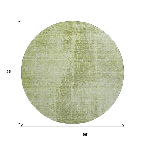 HomeRoots 8' Sage and Ivory Abstract Round Rug – Washable, UV Protected, Stylish for Living & Play Areas! 665654