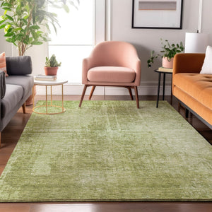 HomeRoots 8' X 10' Elegant Sage & Ivory Abstract Washable Area Rug - UV Protected, Stain Resistant, Family-Friendly 665655