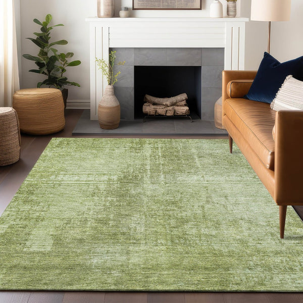 HomeRoots 8' X 10' Elegant Sage & Ivory Abstract Washable Area Rug - UV Protected, Stain Resistant, Family-Friendly 665655