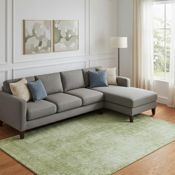 HomeRoots 9' X 12' Stylish Sage and Ivory Abstract Washable Area Rug with UV Protection for Busy Homes 665656