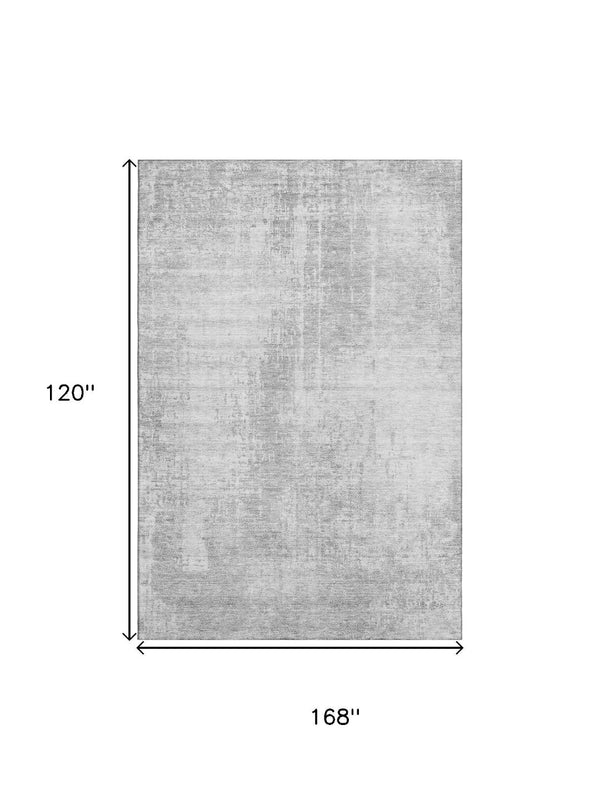 HomeRoots 10' X 14' Silver & Gray Abstract Washable Area Rug - Durable, UV Protected, Easy-Care for High Traffic 665663