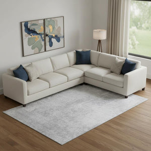 HomeRoots 10' X 14' Silver & Gray Abstract Washable Area Rug - Durable, UV Protected, Easy-Care for High Traffic 665663