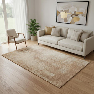 HomeRoots 5' X 8' Terra Cotta and Copper Abstract Washable Area Rug – Stylish, Stain-Resistant, UV Protected Decor 665665