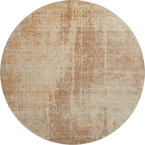 HomeRoots 8' Terra Cotta and Copper Abstract Round Rug – Washable, UV Protected, Stain Resistant for Modern Homes 665666