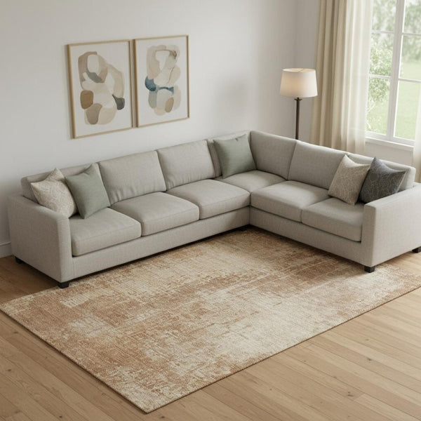 HomeRoots 8' X 10' Terra Cotta & Copper Abstract Area Rug - Washable, UV-Protected, Stain-Resistant Design! 665667