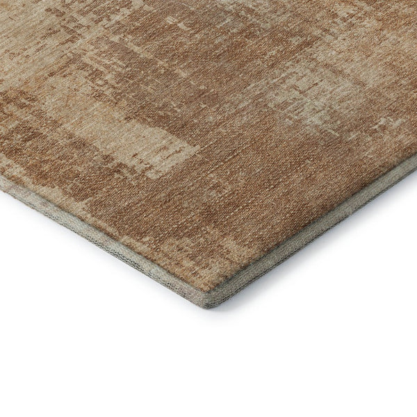 HomeRoots 9' X 12' Terra Cotta & Copper Abstract Washable Area Rug - Durable, Stain Resistant & UV Protected! 665668