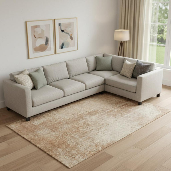 HomeRoots 9' X 12' Terra Cotta & Copper Abstract Washable Area Rug - Durable, Stain Resistant & UV Protected! 665668