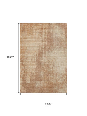 HomeRoots 9' X 12' Terra Cotta & Copper Abstract Washable Area Rug - Durable, Stain Resistant & UV Protected! 665668
