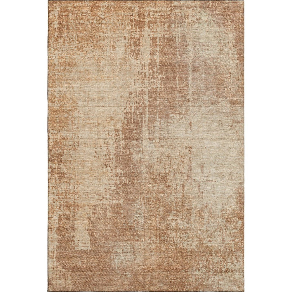 HomeRoots 10' X 14' Terra Cotta Abstract Washable Area Rug – Durable, UV-Protected, Easy-Care Home Essential 665669