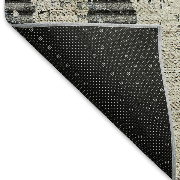 HomeRoots 8' Washable Round Rug in Beige, Gray & Brown - Durable, UV-Protected, Ideal for Busy Homes & Pets 665672
