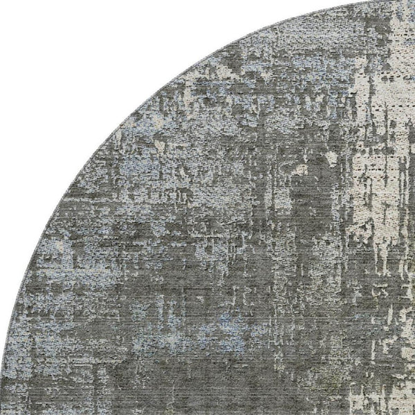 HomeRoots 8' Washable Round Rug in Beige, Gray & Brown - Durable, UV-Protected, Ideal for Busy Homes & Pets 665672