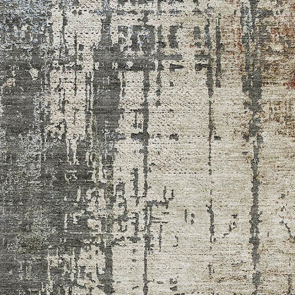 HomeRoots 8' X 10' Modern Beige Gray Brown Abstract Area Rug - Washable, UV Protected, Soft & Stain Resistant 665673