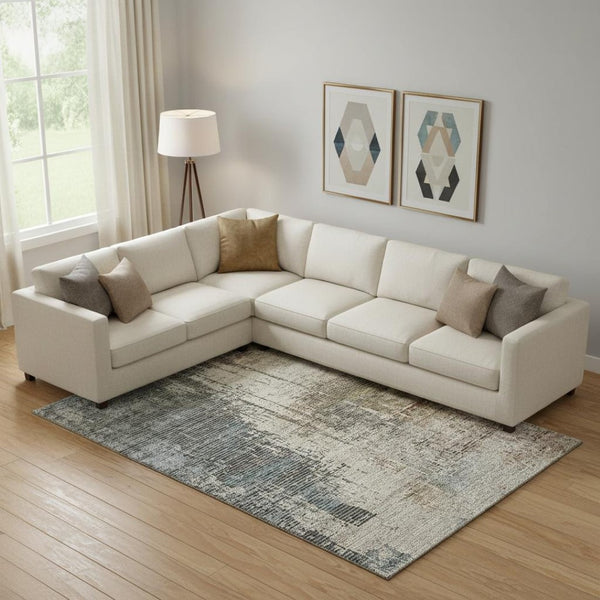 HomeRoots 9' X 12' Abstract Washable Area Rug in Beige, Gray & Brown - UV Protected, Durable & Stylish Design 665674