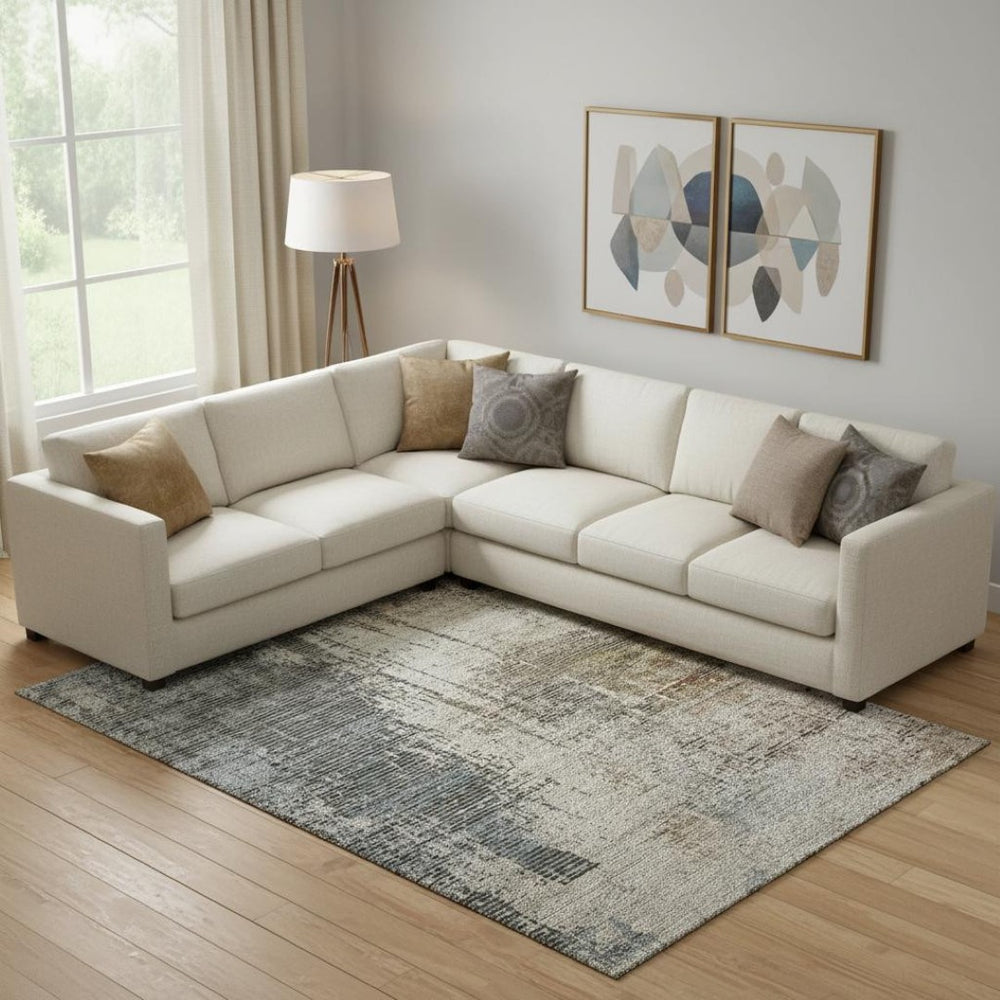 HomeRoots 10' X 14' Washable Area Rug in Beige, Gray & Brown - Durable, UV-Protected, and Stylish Design for Homes 665675