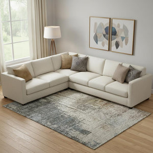 HomeRoots 10' X 14' Washable Area Rug in Beige, Gray & Brown - Durable, UV-Protected, and Stylish Design for Homes 665675