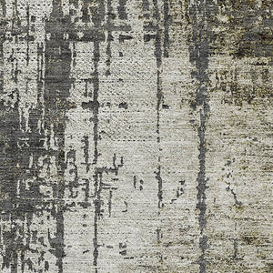 HomeRoots 5' X 8' Modern Abstract Area Rug in Taupe, Green & Gray – Washable, Stain Resistant & UV Protected! 665683