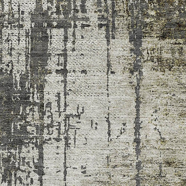 HomeRoots 5' X 8' Modern Abstract Area Rug in Taupe, Green & Gray – Washable, Stain Resistant & UV Protected! 665683