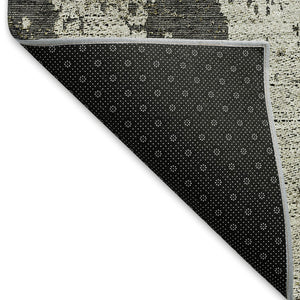 HomeRoots 8' Modern Abstract Taupe Green & Gray Washable Round Rug with UV Protection for Any Space 665684