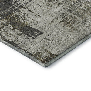 HomeRoots 8' Modern Abstract Taupe Green & Gray Washable Round Rug with UV Protection for Any Space 665684