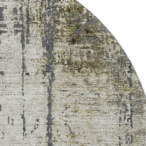 HomeRoots 8' Modern Abstract Taupe Green & Gray Washable Round Rug with UV Protection for Any Space 665684