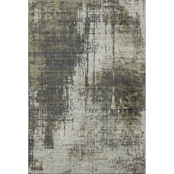 HomeRoots 8' X 10' Abstract Washable Area Rug in Taupe Green & Gray – UV Protected, Stain Resistant, Soft Comfort 665685