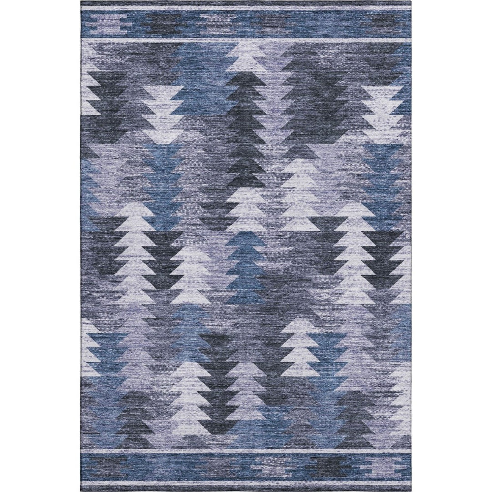 HomeRoots 9' X 12' Southwestern Blue and Ivory Washable Area Rug - Durable, UV-Protected, Easy-Care Design 665692