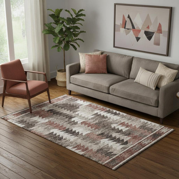 HomeRoots 5' X 8' Chocolate Ivory Rust Southwestern Area Rug - Washable, Durable, UV Protected Beauty for Homes 665695