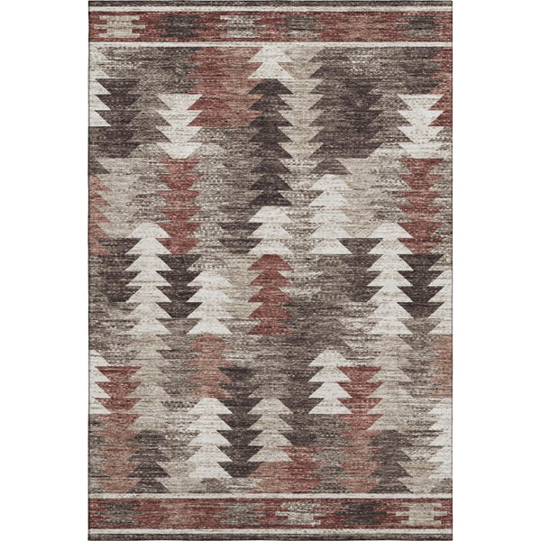 HomeRoots 5' X 8' Chocolate Ivory Rust Southwestern Area Rug - Washable, Durable, UV Protected Beauty for Homes 665695