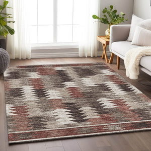 HomeRoots 5' X 8' Chocolate Ivory Rust Southwestern Area Rug - Washable, Durable, UV Protected Beauty for Homes 665695