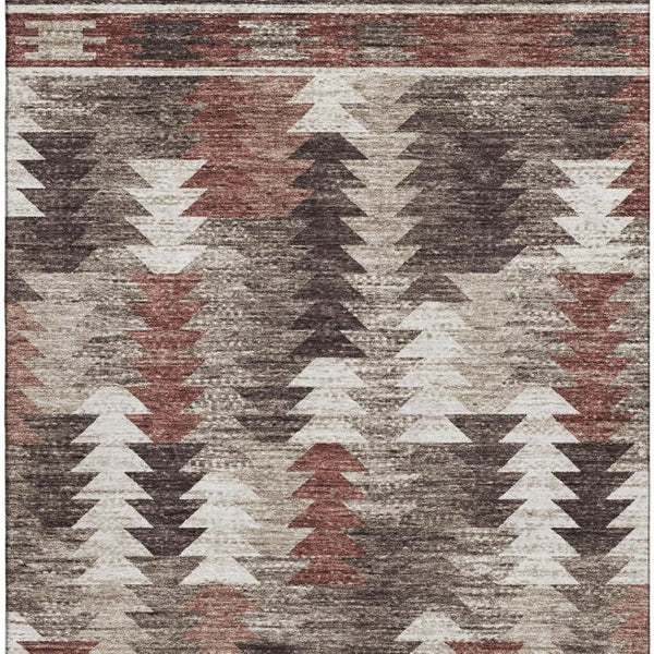 HomeRoots 5' X 8' Chocolate Ivory Rust Southwestern Area Rug - Washable, Durable, UV Protected Beauty for Homes 665695
