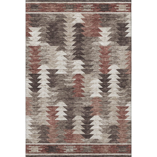 HomeRoots 5' X 8' Chocolate Ivory Rust Southwestern Area Rug - Washable, Durable, UV Protected Beauty for Homes 665695