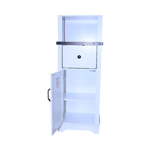 English Elm Narrow Farmhouse Bathroom Storage Cabinet with Adjustable Shelves, Drawer & Tall Linen Tower Design White+Walnut W1412P271793