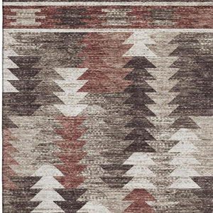 HomeRoots 8' X 10' Southwestern Area Rug in Chocolate, Ivory & Rust – Washable, UV Protected, Kid & Pet Friendly! 665697