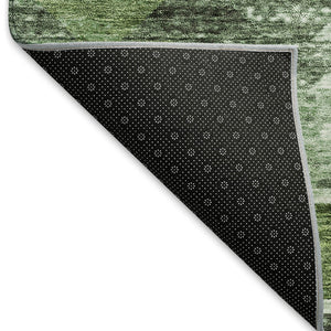 HomeRoots 5' X 8' Southwestern Washable Area Rug - Olive Green, Ivory & Gray with UV Protection for Durability 665701