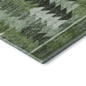 HomeRoots 5' X 8' Southwestern Washable Area Rug - Olive Green, Ivory & Gray with UV Protection for Durability 665701